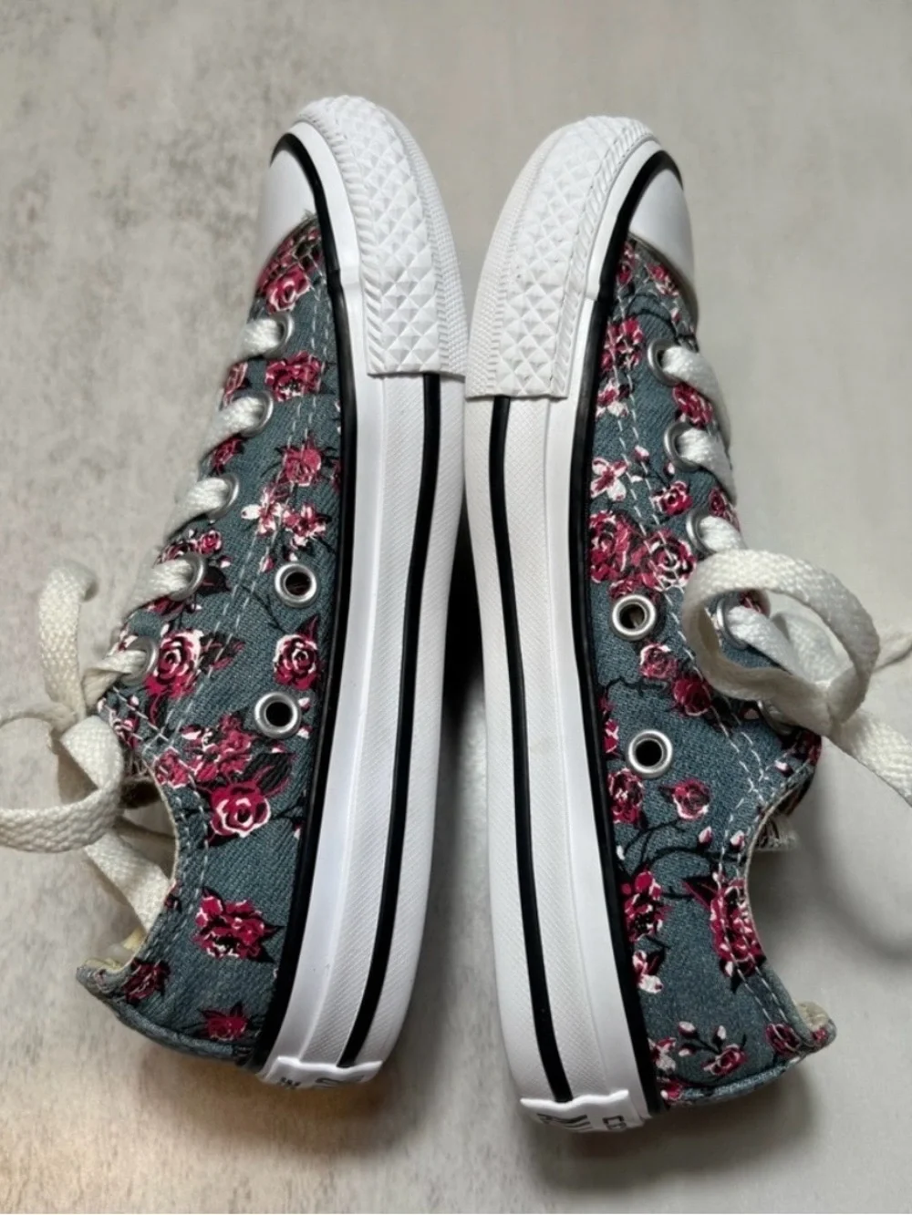 Converse Chuck Taylor All Star Low Top Sneakers Featuring Floral Rose Pattern